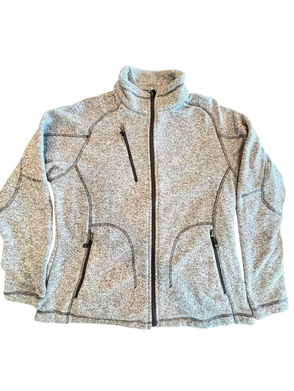North End Sweater Full Zip Fleece Jacket Women SZ L  Embroidered Logo ZAGG Gray